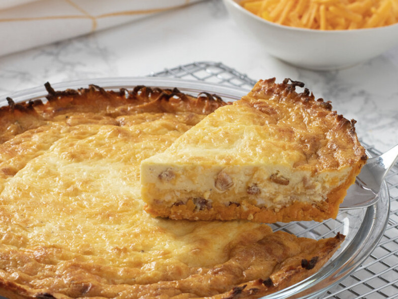 Cheddar and Bacon Quiche with Sweet Potato Crust