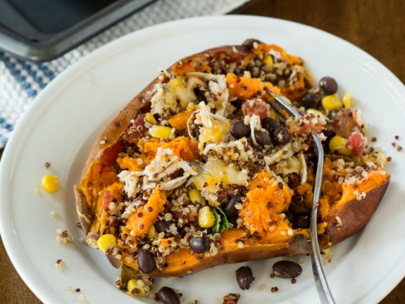 Loaded Southwestern Quinoa Sweet Potatoes