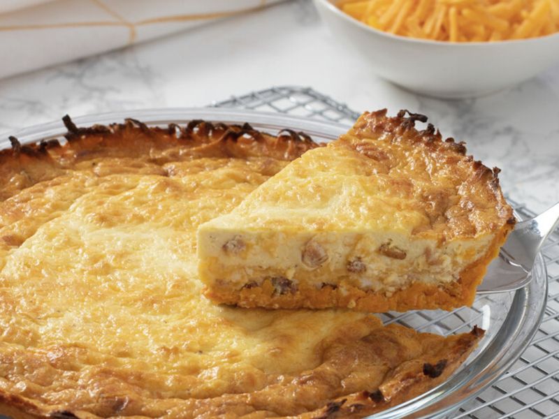  Cheddar and Bacon Quiche with Sweet Potato Crust