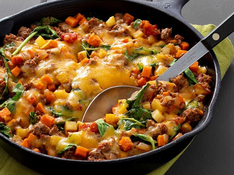  Ground Beef and Sweet Potato Skillet